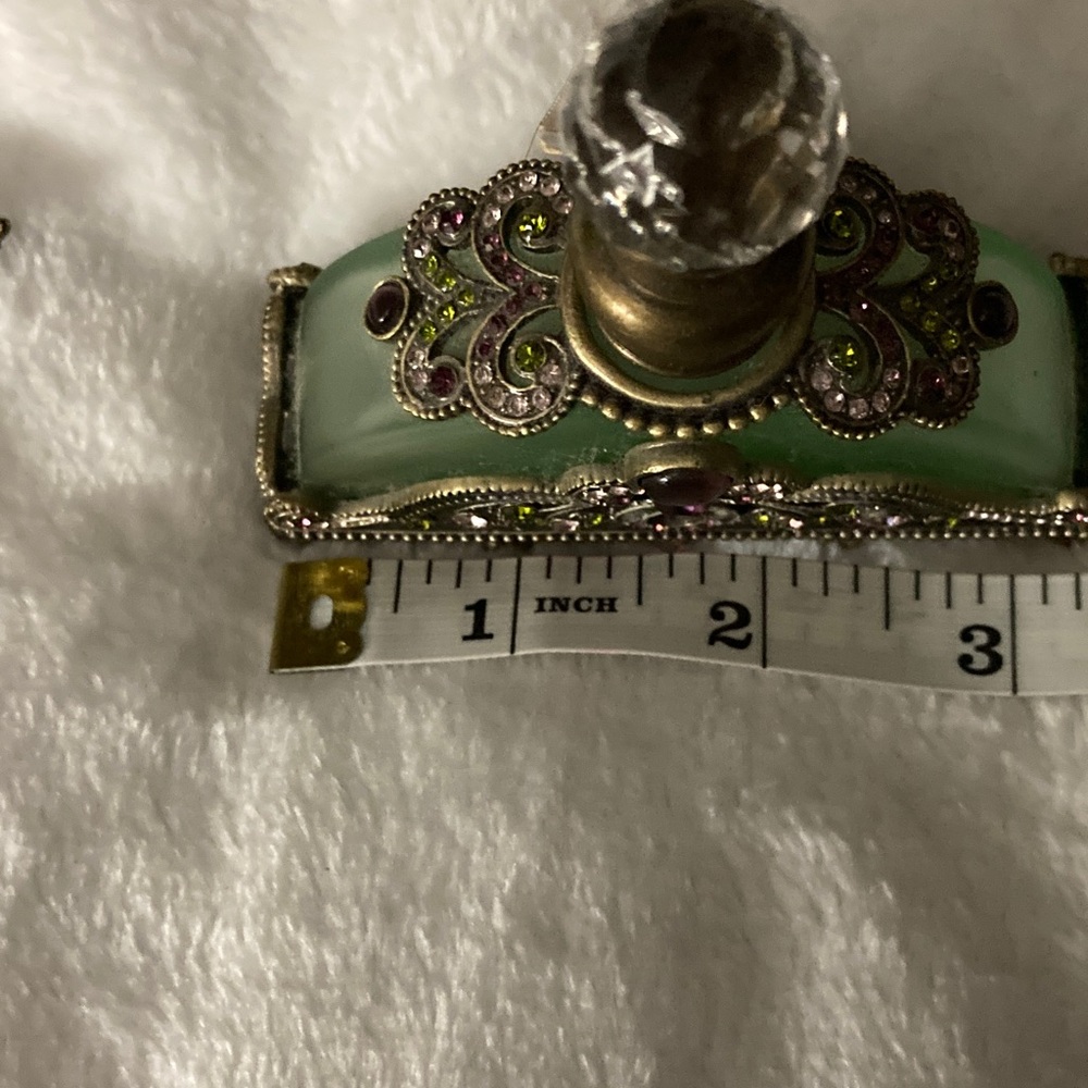 Two's Company Green Frame and Gold Jeweled Perfume Bottle - Picture 5 of 8